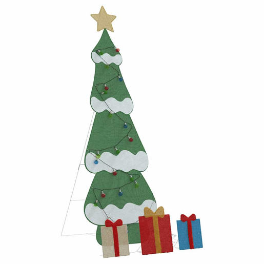 Árvore de Natal - Pinheiro de Natal Iluminada com 3 Caixas de Presente 2D Branco Quente