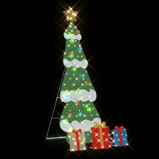 Árvore de Natal - Pinheiro de Natal Iluminada com 3 Caixas de Presente 2D Branco Quente