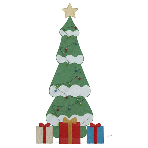 Árvore de Natal - Pinheiro de Natal Iluminada com 3 Caixas de Presente 2D Branco Quente