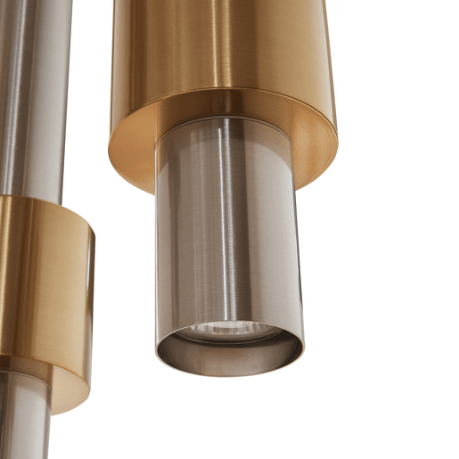 Candeeiro suspenso Lulled com 3 Abajures Cilíndricos Duplos GU10 200x28x28cm - Prata  Ouro lux.pro