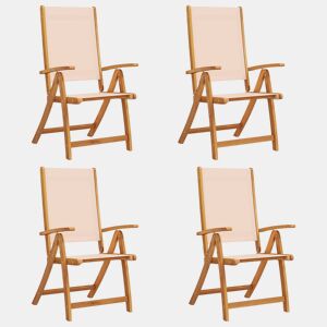 Cadeiras de jardim - Cadeiras de exterior dobráveis 4 pcs acácia maciça e textilene