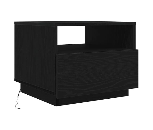 Mesa de centro con luces LED roble negro 50x49x40 cm