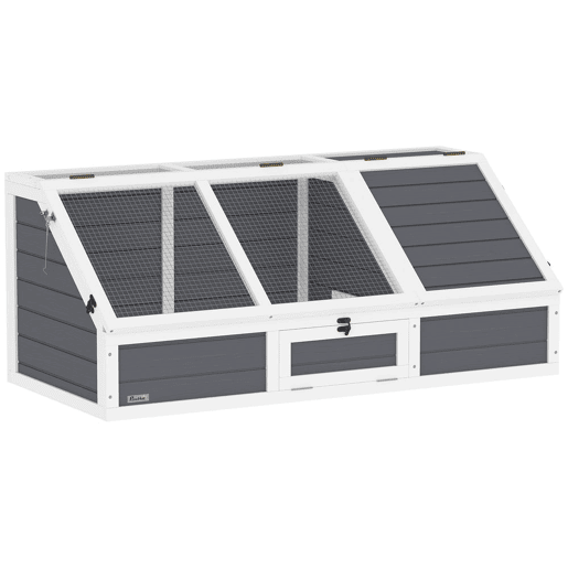 PawHut Casa para Tartarugas em Madeira Terrário para Répteis sem Base com Tampas Articuladas Porta Frontal com Pestilhas de Segurança 120x55x50 cm Cinza Claro