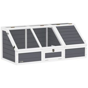 PawHut Casa para Tartarugas em Madeira Terrário para Répteis sem Base com Tampas Articuladas Porta Frontal com Pestilhas de Segurança 120x55x50 cm Cinza Claro