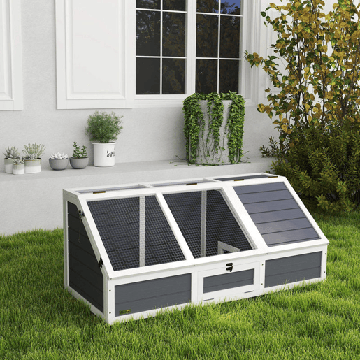 PawHut Casa para Tartarugas em Madeira Terrário para Répteis sem Base com Tampas Articuladas Porta Frontal com Pestilhas de Segurança 120x55x50 cm Cinza Claro