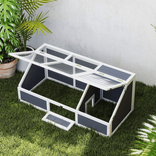 PawHut Casa para Tartarugas em Madeira Terrário para Répteis sem Base com Tampas Articuladas Porta Frontal com Pestilhas de Segurança 120x55x50 cm Cinza Claro