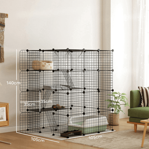 PawHut Gaiola Grande para Gatos de Interior Recinto para Gatos de 4 Níveis com 5 Portas 3 Plataformas de Salto 3 Rampas Rede, Parque para Animais 105x105x140 cm Preto PawHut Gaiola Grande para Gatos de Interior Recinto para Gatos de 4 Níveis com 5 Portas 3 Plataformas de Salto 3 Rampas Rede, Parque para Animais 105x105x140 cm Preto