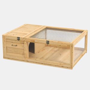 PawHut Casa para Tartarugas de Madeira Terrario para Reptéis com Teto de Malha Painéis Laterais Transparentes e Trava de Segurança 91x60,5x32 cm Madeira