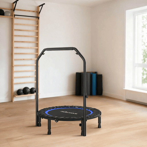 SPORTNOW Trampolim de Fitness Ø102 cm Trampolim Dobrável com Guiador Ajustável de 4 Níveis e Bandas para Treino de Pernas e Corpo em Casa Escritório Ginásio e Exterior Carga 150 kg Azul SPORTNOW Trampolim de Fitness Ø102 cm Trampolim Dobrável com Guiador Ajustável de 4 Níveis e Bandas para Treino de Pernas e Corpo em Casa Escritório Ginásio e Exterior Carga 150 kg Azul