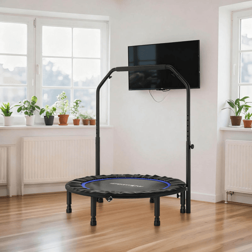SPORTNOW Trampolim de Fitness Ø102 cm Trampolim Dobrável com Guiador Ajustável de 4 Níveis e Bandas para Treino de Pernas e Corpo em Casa Escritório Ginásio e Exterior Carga 150 kg Azul SPORTNOW Trampolim de Fitness Ø102 cm Trampolim Dobrável com Guiador Ajustável de 4 Níveis e Bandas para Treino de Pernas e Corpo em Casa Escritório Ginásio e Exterior Carga 150 kg Azul