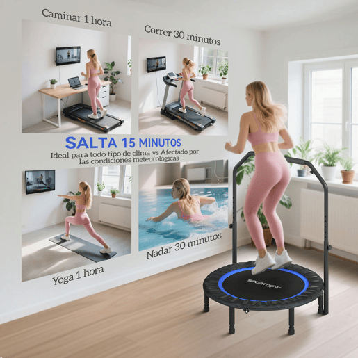SPORTNOW Trampolim de Fitness Ø102 cm Trampolim Dobrável com Guiador Ajustável de 4 Níveis e Bandas para Treino de Pernas e Corpo em Casa Escritório Ginásio e Exterior Carga 150 kg Azul SPORTNOW Trampolim de Fitness Ø102 cm Trampolim Dobrável com Guiador Ajustável de 4 Níveis e Bandas para Treino de Pernas e Corpo em Casa Escritório Ginásio e Exterior Carga 150 kg Azul