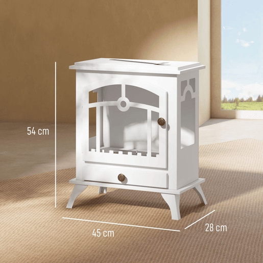 HOMCOM Lareira de Bioetanol com Pé Lareira Bioetanol com Depósito de 0,9 L e Extinguidor de Aço Inoxidável Tempo de Combustão 3H para Interiores 20-25 m² 45x28x54 cm Branco