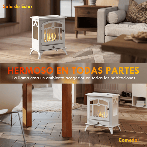 HOMCOM Lareira de Bioetanol com Pé Lareira Bioetanol com Depósito de 0,9 L e Extinguidor de Aço Inoxidável Tempo de Combustão 3H para Interiores 20-25 m² 45x28x54 cm Branco