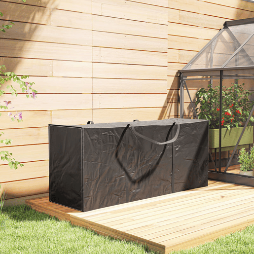Outsunny Bolsa de Armazenamento para Almofadas de Jardim Impermeável, Bolsa de Armazenamento para Árvore de Natal, Oxford 600D Resistente com Alças, Capa para Almofadas de Exterior, 175x55x75 cm, Preto