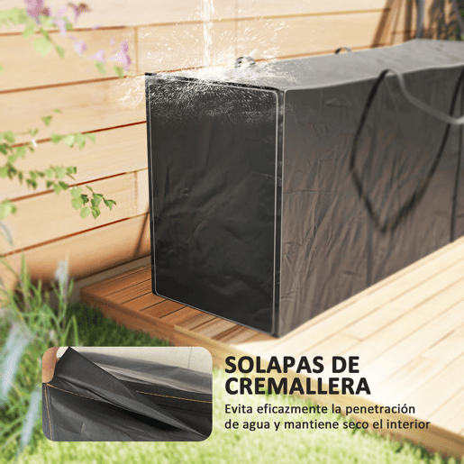 Outsunny Bolsa de Armazenamento para Almofadas de Jardim Impermeável, Bolsa de Armazenamento para Árvore de Natal, Oxford 600D Resistente com Alças, Capa para Almofadas de Exterior, 175x55x75 cm, Preto