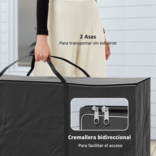 Outsunny Bolsa de Armazenamento para Almofadas de Jardim Impermeável, Bolsa de Armazenamento para Árvore de Natal, Oxford 600D Resistente com Alças, Capa para Almofadas de Exterior, 175x55x75 cm, Preto