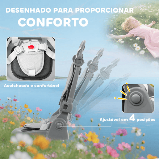 AIYAPLAY Triciclo Evolutivo 6 em 1 Triciclo para Bebés Dobrável 1-5 Anos Assento Giratório de 360° Guidão Encosto Reclinável Toldo Cinto de Segurança Cesto, Apoio para Pés 111,5x52x98 cm Cinza
