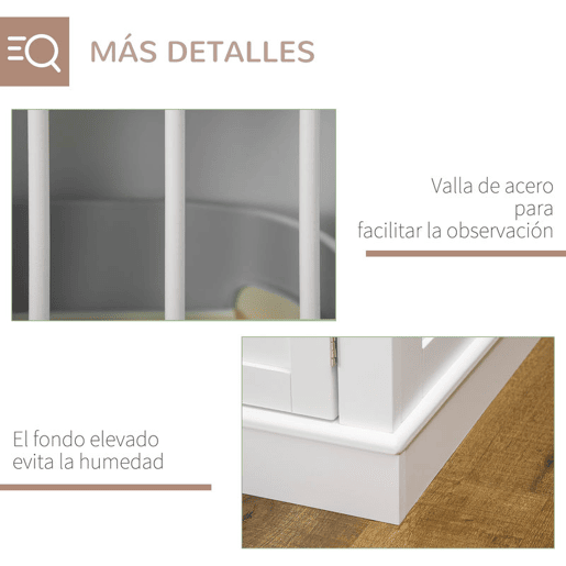 PawHut Gaiola para Cães com Mesa Auxiliar Casa para Animais de Estimação Moderna com 3 Portas Francês e Fecho Magnético para Cães Pequenos 78x53x59,3 cm Branco