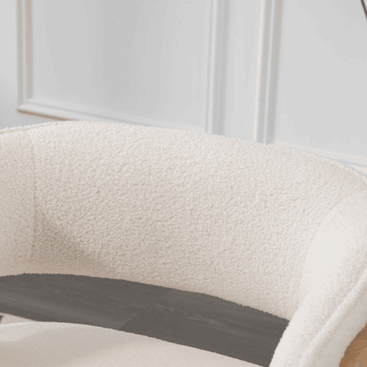 HOMCOM Poltrona de Sala de Estar Estofada em Borreguito Poltrona de Leitura Almofadada e Moderna Assento Largo Pés de Madeira e Encosto Curvo para Quarto Escritório 70x64x71 cm Branco
