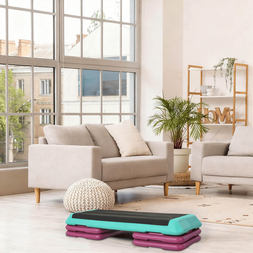 HOMCOM Step para Fitness Antiderrapante Altura Regulável 3 Níveis de 101520 cm Carga 150 kg para Exercício em Casa Ginásio 110x40x20 cm Multicolor