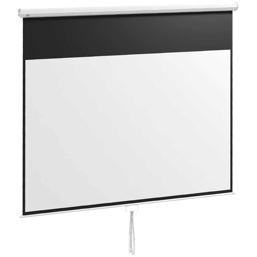 HOMCOM Tela de Projeção Manual 120 Polegadas Tela de Projeção Portátil Formato 16:9 com Altura Ajustável para Interior e Exterior Cinema em Casa 283x8x192 cm Branco