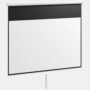 HOMCOM Tela de Projeção Manual 120 Polegadas Tela de Projeção Portátil Formato 16:9 com Altura Ajustável para Interior e Exterior Cinema em Casa 283x8x192 cm Branco