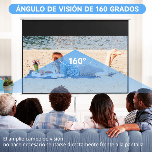 HOMCOM Tela de Projeção Manual 120 Polegadas Tela de Projeção Portátil Formato 16:9 com Altura Ajustável para Interior e Exterior Cinema em Casa 283x8x192 cm Branco