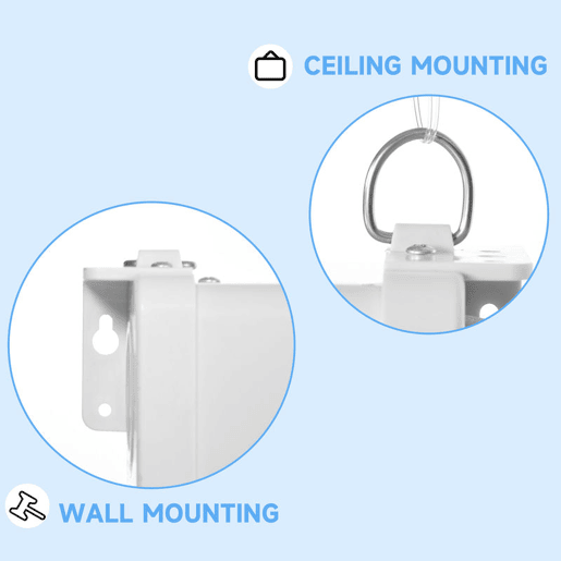 HOMCOM Tela de Projeção Manual 120 Polegadas Tela de Projeção Portátil Formato 16:9 com Altura Ajustável para Interior e Exterior Cinema em Casa 283x8x192 cm Branco