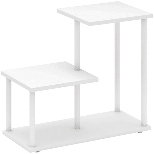 HOMCOM Estante Efeito Madeira Estante para Livros de 3 Níveis Estilo Moderna com Estrutura de Metal Prateleira de Arrumação para Secretária Escritório Cozinha 40x20x34,5 cm Branco
