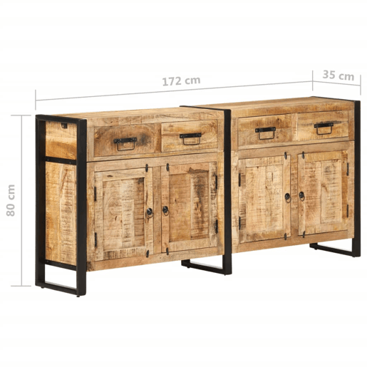 Buffet aparador cômoda armário unidade de armazenamento organizador cozinha sala sala 172 x 35 x 80 cm madeira de mangueira maciça marrom 02_0029558