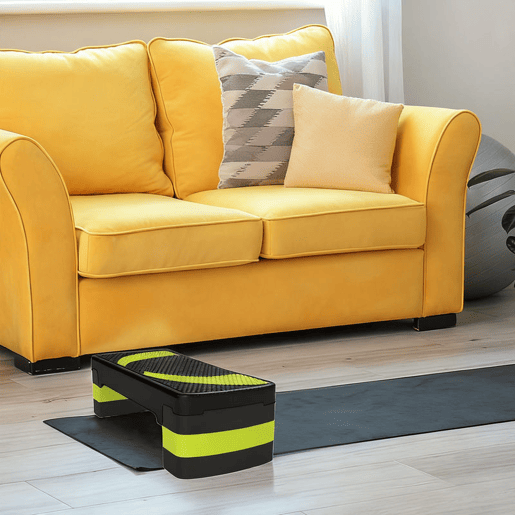 HOMCOM Step para Exercício Aeróbico Plataforma Step com Altura Ajustável em 3 Níveis com Carga Máxima 150kg para Exercício em Academia Casa 80x31x10-20 cm Verde e Preto