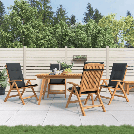 Cadeiras de jardim - Cadeiras de exterior reclináveis c almofadões 4 pcs teca maciça