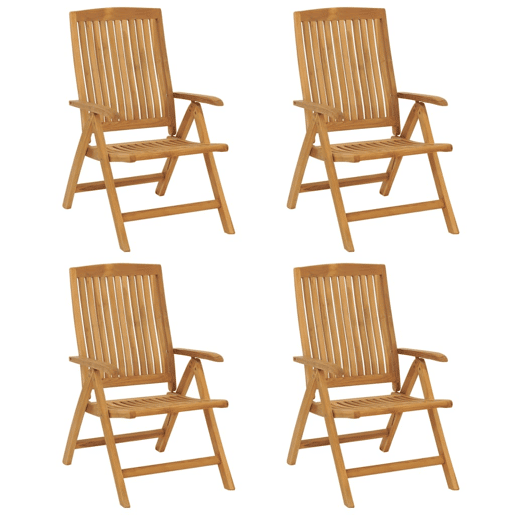 Cadeiras de jardim - Cadeiras de exterior reclináveis c almofadões 4 pcs teca maciça