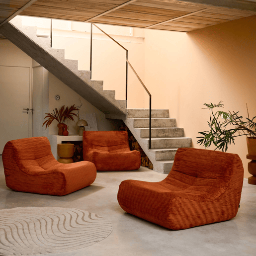 Sofá modular em tecido veludo cotelê de 3 lugares, Sokol veludo cotelê, Terracota, 91x105x72 cm