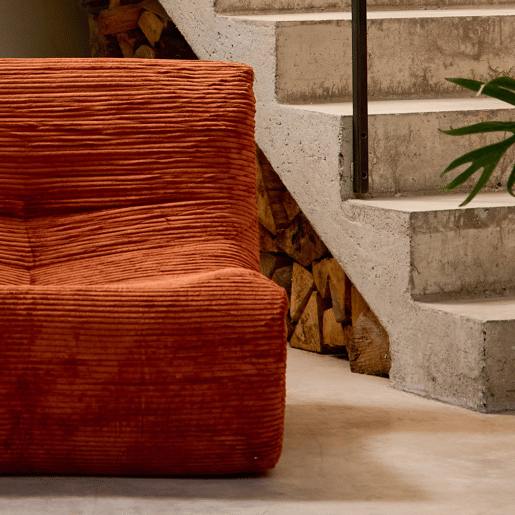 Sofá modular em tecido veludo cotelê de 3 lugares, Sokol veludo cotelê, Terracota, 91x105x72 cm