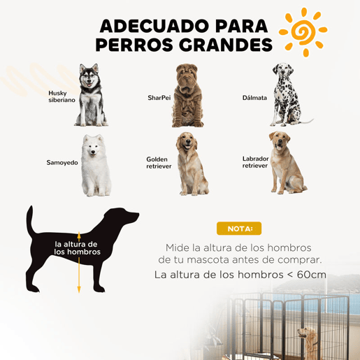PawHut Parque para Cães de 8 Painéis 68x100 cm Parque Dobrável para Cães Médios com Porta Fecho e Estacas para Interior e Exterior Preto