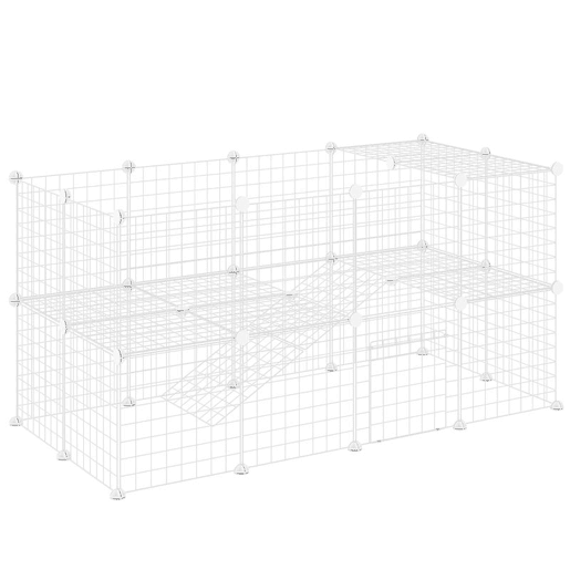 PawHut Recinto de Metal para Animais de Estimação Recinto Metálico com 36 Painéis para Pequenos Animais Desmontável DIY 146x73x73 cm Branco PawHut Recinto de Metal para Animais de Estimação Recinto Metálico com 36 Painéis para Pequenos Animais Desmontável DIY 146x73x73 cm Branco