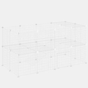 PawHut Recinto de Metal para Animais de Estimação Recinto Metálico com 36 Painéis para Pequenos Animais Desmontável DIY 146x73x73 cm Branco