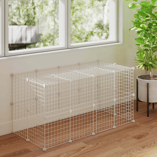 PawHut Recinto de Metal para Animais de Estimação Recinto Metálico com 36 Painéis para Pequenos Animais Desmontável DIY 146x73x73 cm Branco PawHut Recinto de Metal para Animais de Estimação Recinto Metálico com 36 Painéis para Pequenos Animais Desmontável DIY 146x73x73 cm Branco