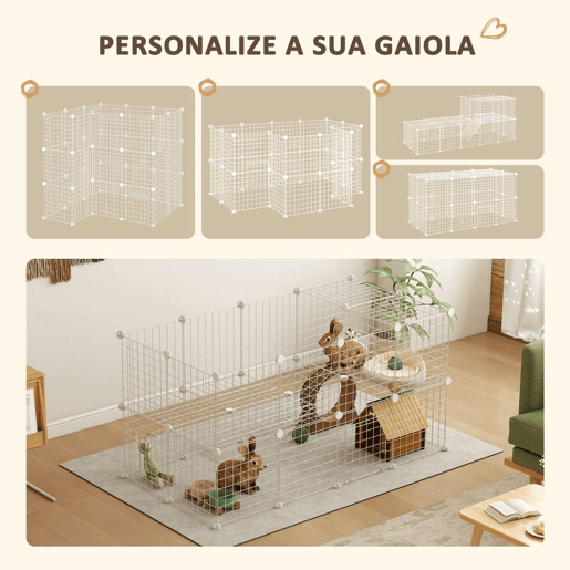 PawHut Recinto de Metal para Animais de Estimação Recinto Metálico com 36 Painéis para Pequenos Animais Desmontável DIY 146x73x73 cm Branco PawHut Recinto de Metal para Animais de Estimação Recinto Metálico com 36 Painéis para Pequenos Animais Desmontável DIY 146x73x73 cm Branco