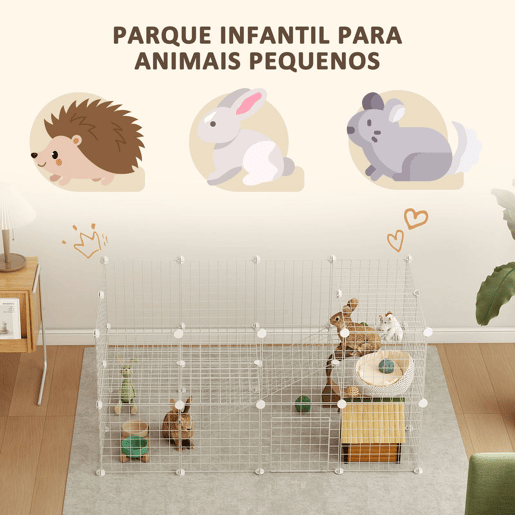 PawHut Recinto de Metal para Animais de Estimação Recinto Metálico com 36 Painéis para Pequenos Animais Desmontável DIY 146x73x73 cm Branco PawHut Recinto de Metal para Animais de Estimação Recinto Metálico com 36 Painéis para Pequenos Animais Desmontável DIY 146x73x73 cm Branco
