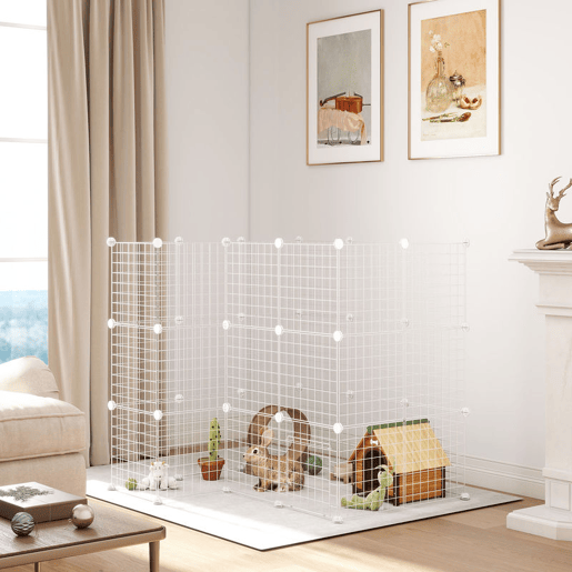 PawHut Recinto de Metal para Animais de Estimação Recinto Metálico com 36 Painéis para Pequenos Animais Desmontável DIY 146x73x73 cm Branco PawHut Recinto de Metal para Animais de Estimação Recinto Metálico com 36 Painéis para Pequenos Animais Desmontável DIY 146x73x73 cm Branco