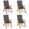 Cadeiras de jardim - Cadeiras de exterior reclináveis c almofadões 4 pcs teca maciça