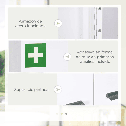 kleankin Armário para Medicamentos Armário de Primeiros Socorros de Parede em Aço de 3 Níveis Armário de Casa de Banho com Fecho e 2 Chaves para Cozinha 55x18x60 cm Branco