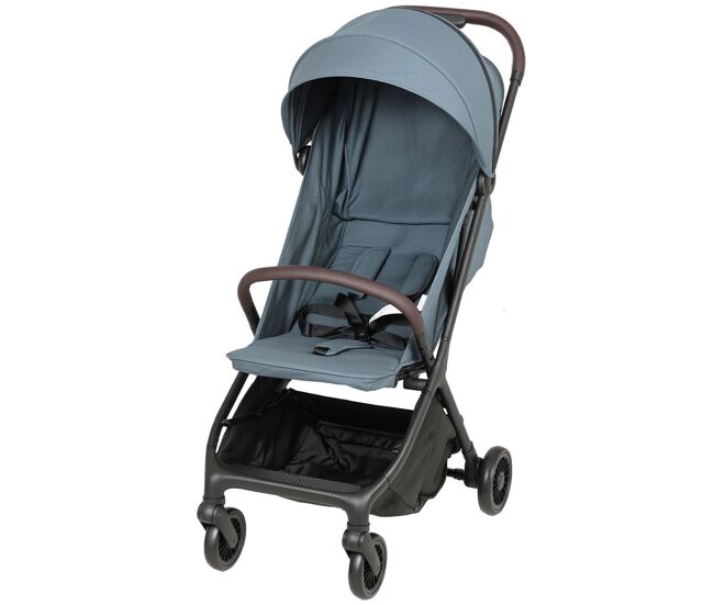 Aiyaplay silla de paseo ligera, carrito para bebé plegable, respaldo reclinable, reposapiés ajustable, capota, arnés de 5 puntos, ruedas con suspensión, carga máxima 15 kg, azul oscuro