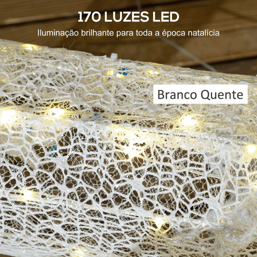 Outsunny Rena com Trenó Luminoso Decoração de Natal com 170 LED Branco Quente Iluminação Natalícia para Interior Exterior e Jardim 50x29x42 cm Multicor Outsunny Rena com Trenó Luminoso Decoração de Natal com 170 LED Branco Quente Iluminação Natalícia para Interior Exterior e Jardim 50x29x42 cm Multicor