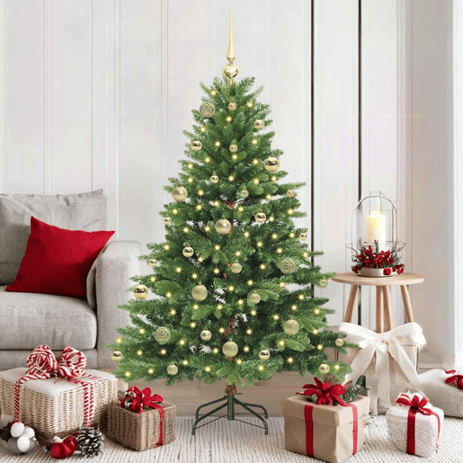 Árvore de Natal - Pinheiro de Natal Artificial com 150 LEDs Verde 150 cm PE e PVC