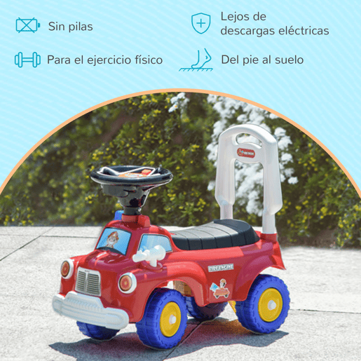 AIYAPLAY Carro Andador para Crianças de 18-36 Meses Desenho de Camião de Bombeiros Carro Andador com 3 Luzes Música Compartimento de Armazenamento e Volante 49x24x42 cm Vermelho
