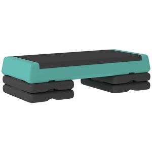 SPORTNOW Step de Aeróbica Step para Fitness Antideslizante Altura Regulável 3 NÃveis de 10,515,520,5 cm Capacidade 250 kg para ExercÃcio em Casa Ginásio 77x36x20,5 cm Verde e Preto