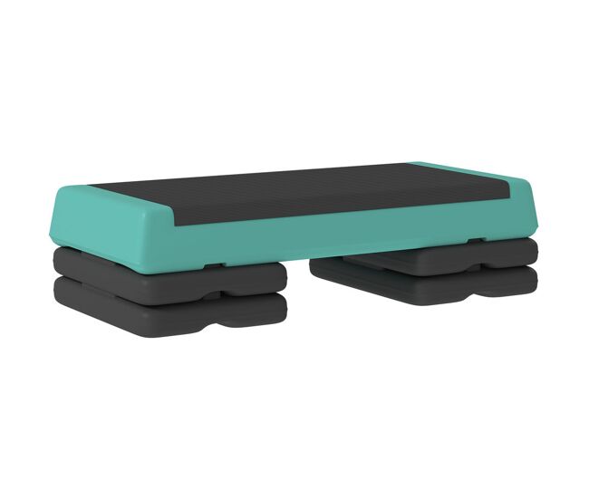 Sportnow step de aeróbic, step para fitness antideslizante, altura regulable 3 niveles de 10,5/15,5/20,5 cm, carga 250 kg, para ejercicio en casa, gimnasio, 77x36x20,5 cm, verde y negro
